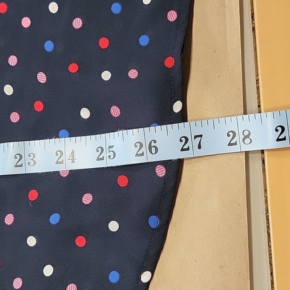 Talbots, Size S Navy Blue with Red, Pink, White and Blue Polkadot Blouse - Picture 9 of 12